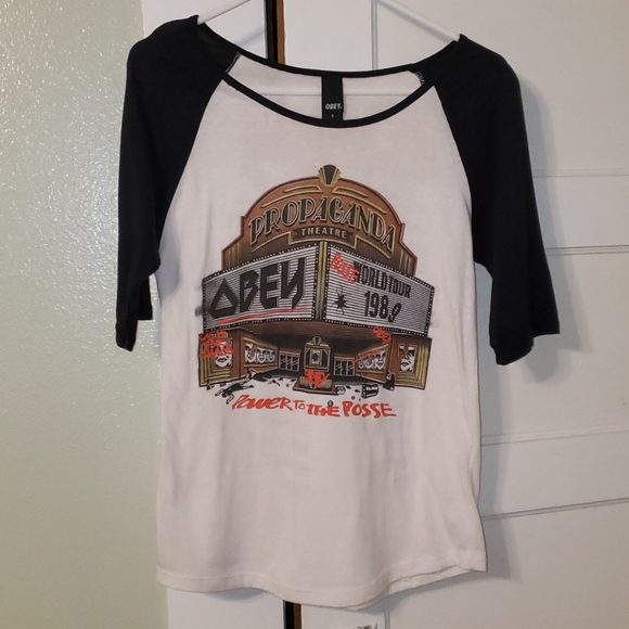 S Womens Obey 3/4 Sleeve Top. - Picture 1 of 4